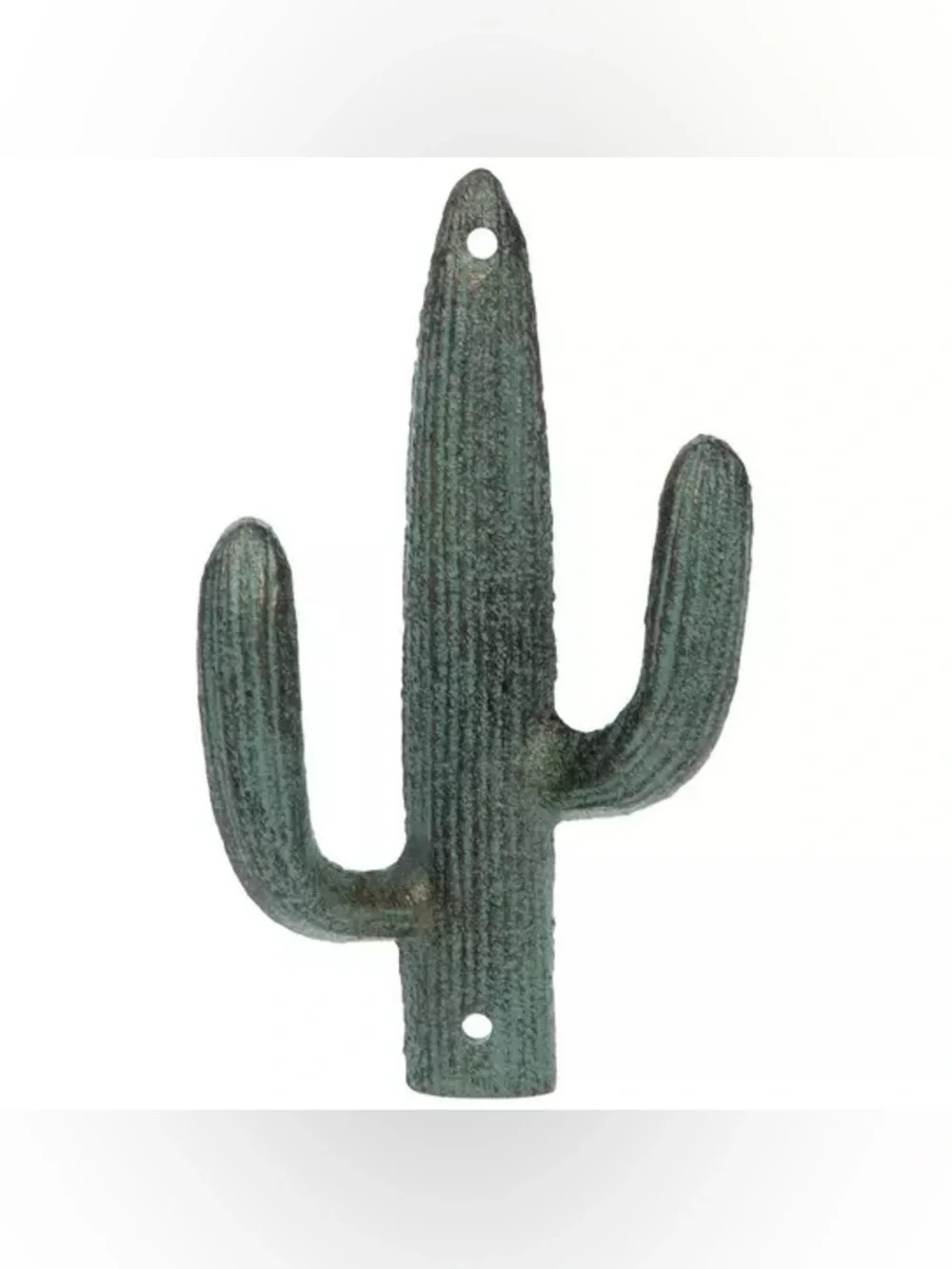 (3) Distressed Green Cactus Metal Wall Hook